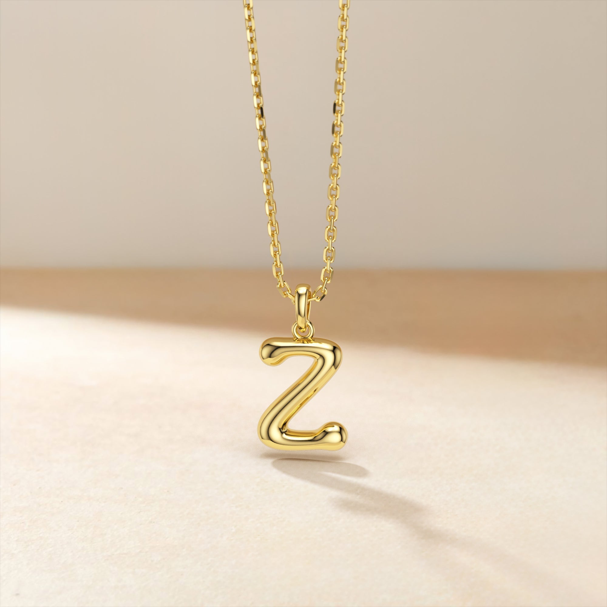 Bubble Initial Letter Z Pendant Necklace