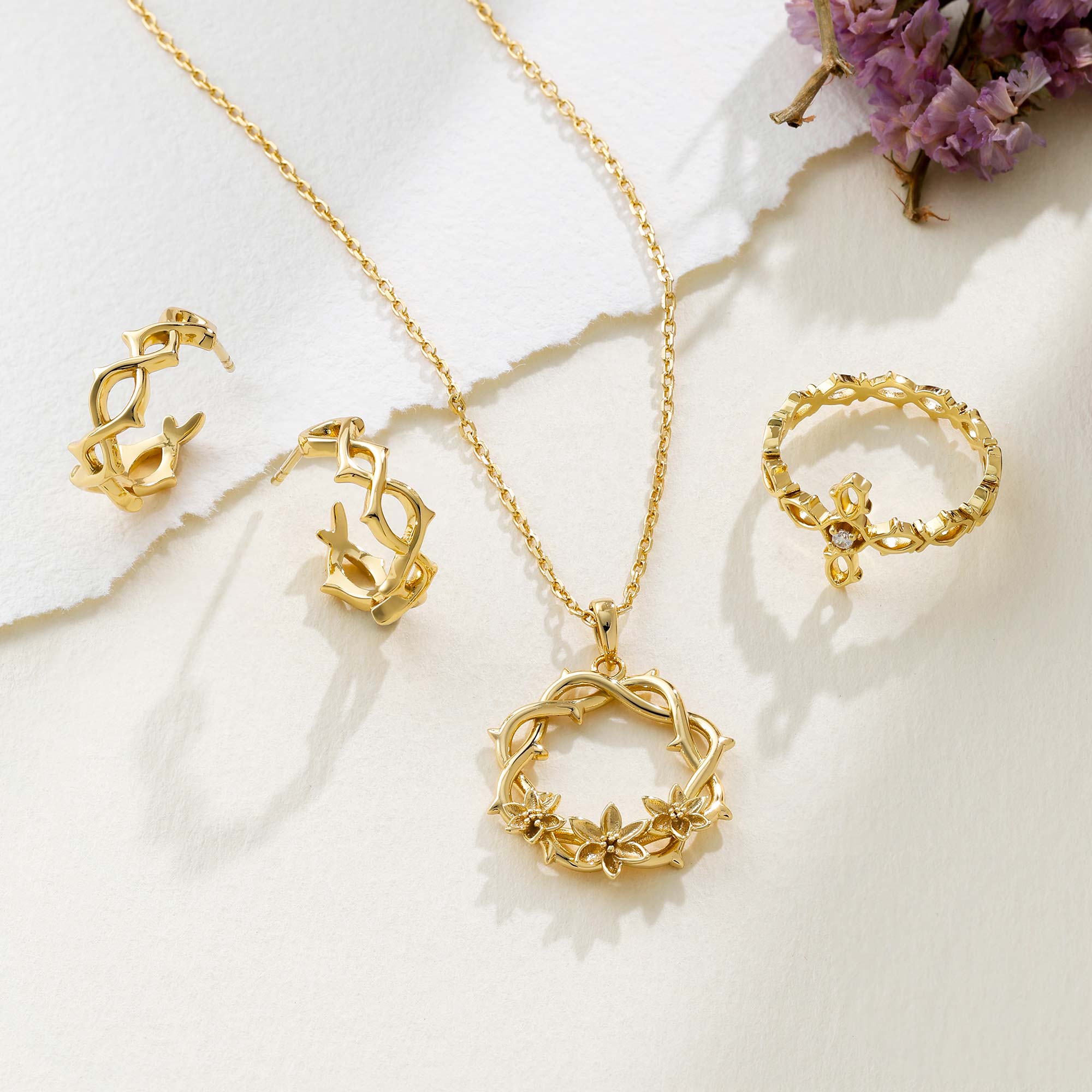 Crown of Thorns Lily Pendant Necklace