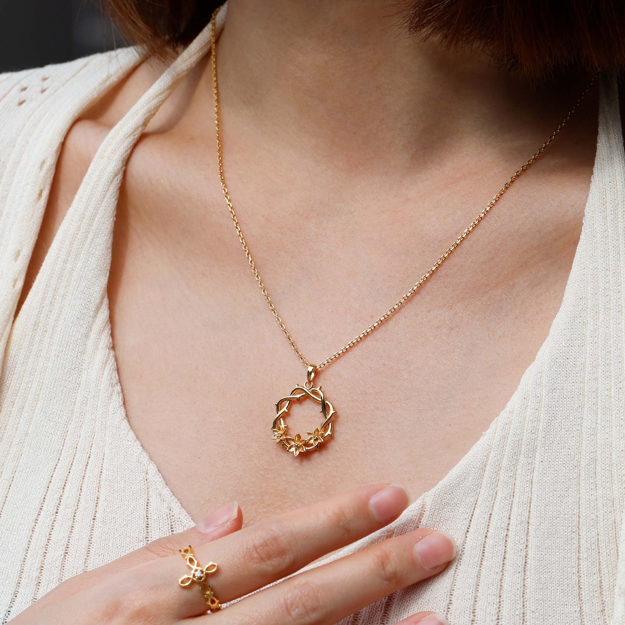 Crown of Thorns Lily Pendant Necklace