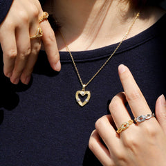 Two-Tone Heart Cord Love Knot Necklace