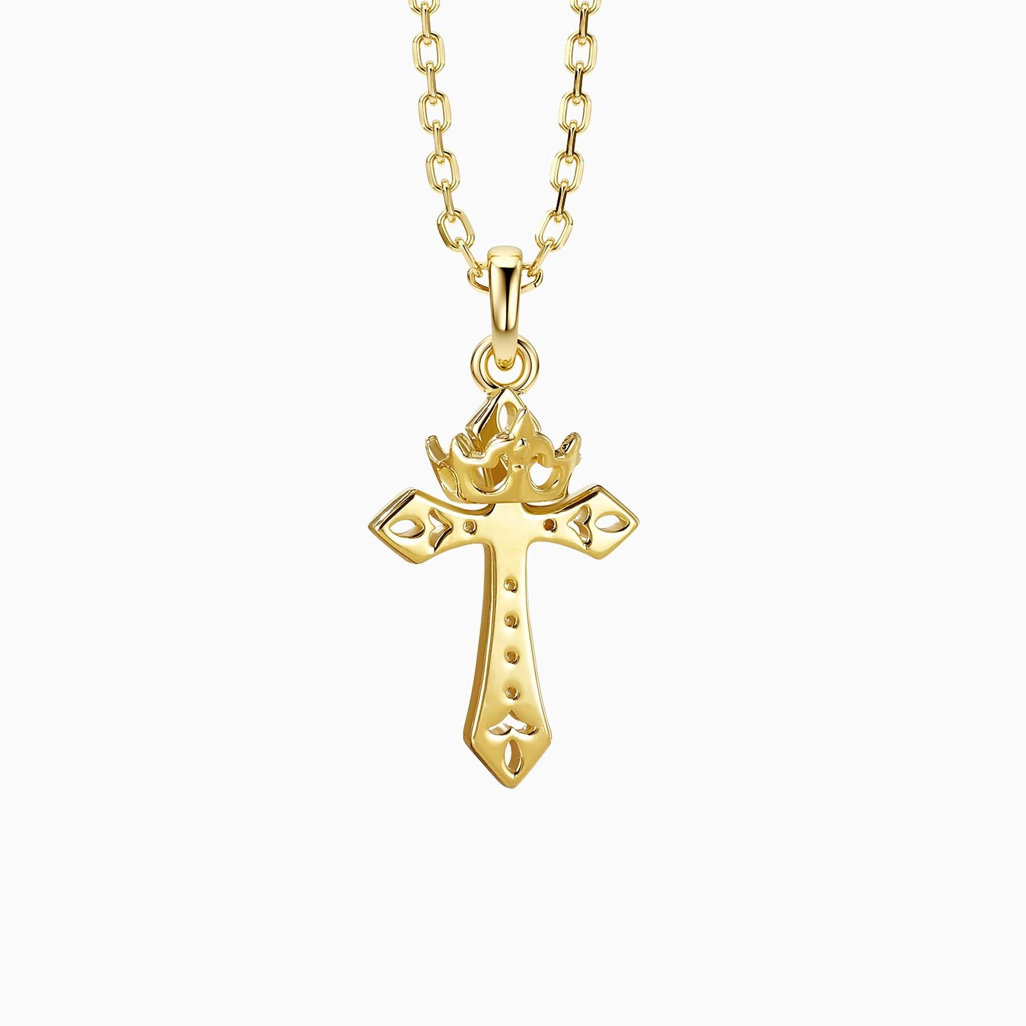 Fleur-de-Lis Cross with Crown Necklace