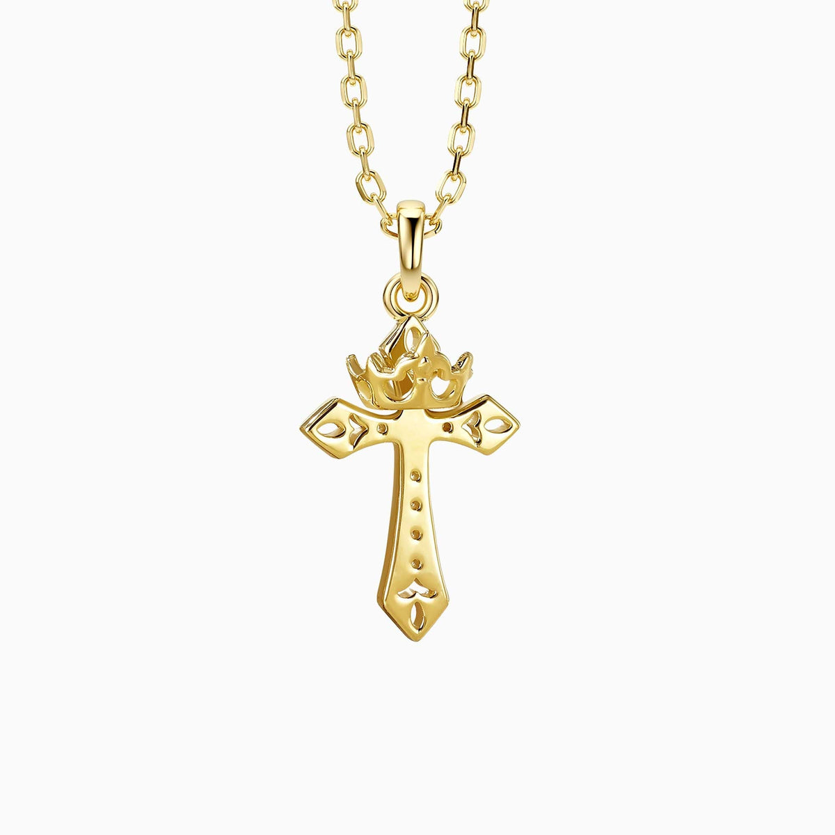 Fleur-de-Lis Cross with Crown Necklace