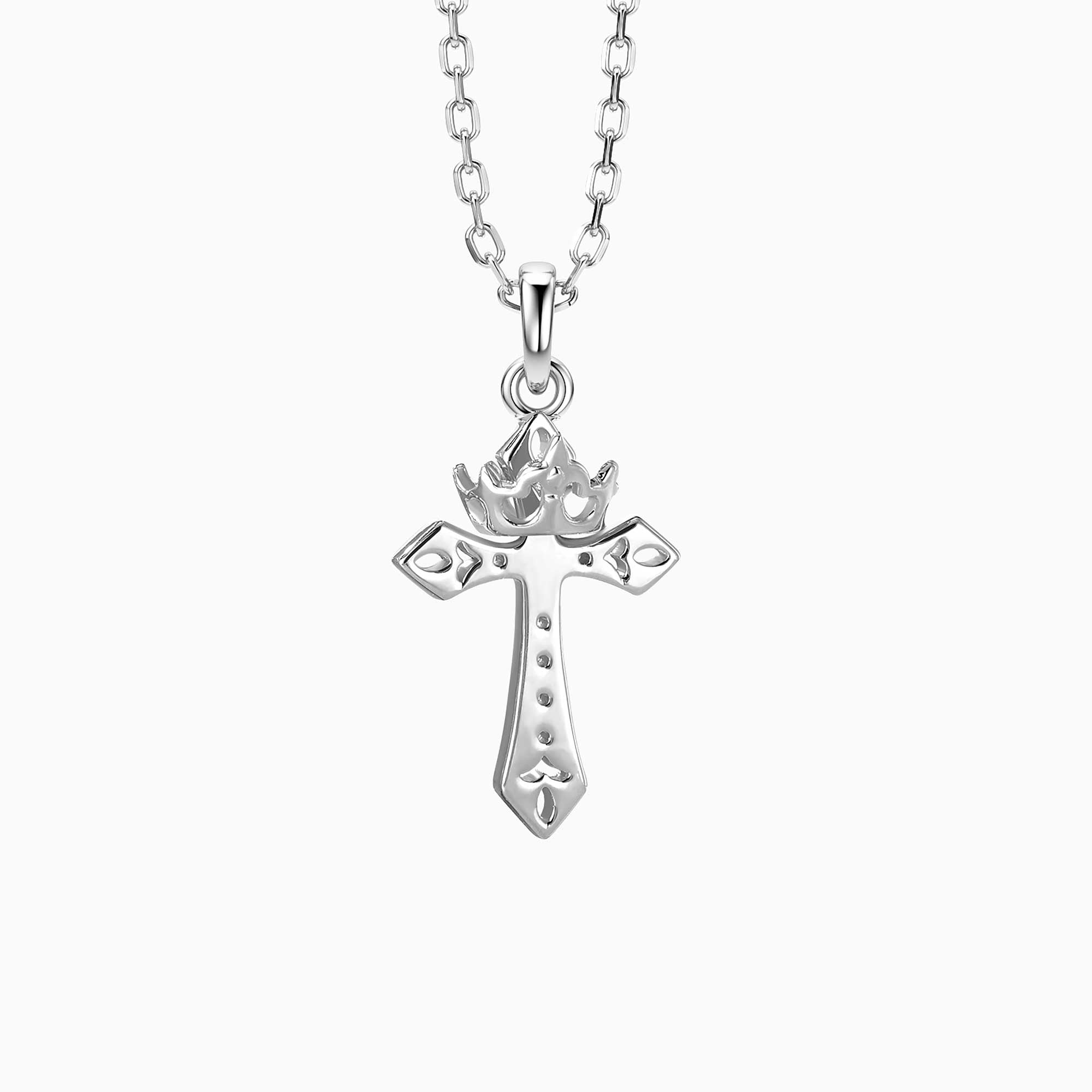 Fleur-de-Lis Cross with Crown Necklace