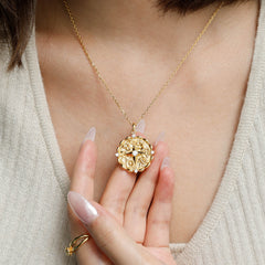 Floral Blessing Compass Medallion Necklace