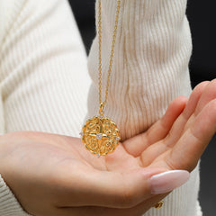 Floral Blessing Compass Medallion Necklace