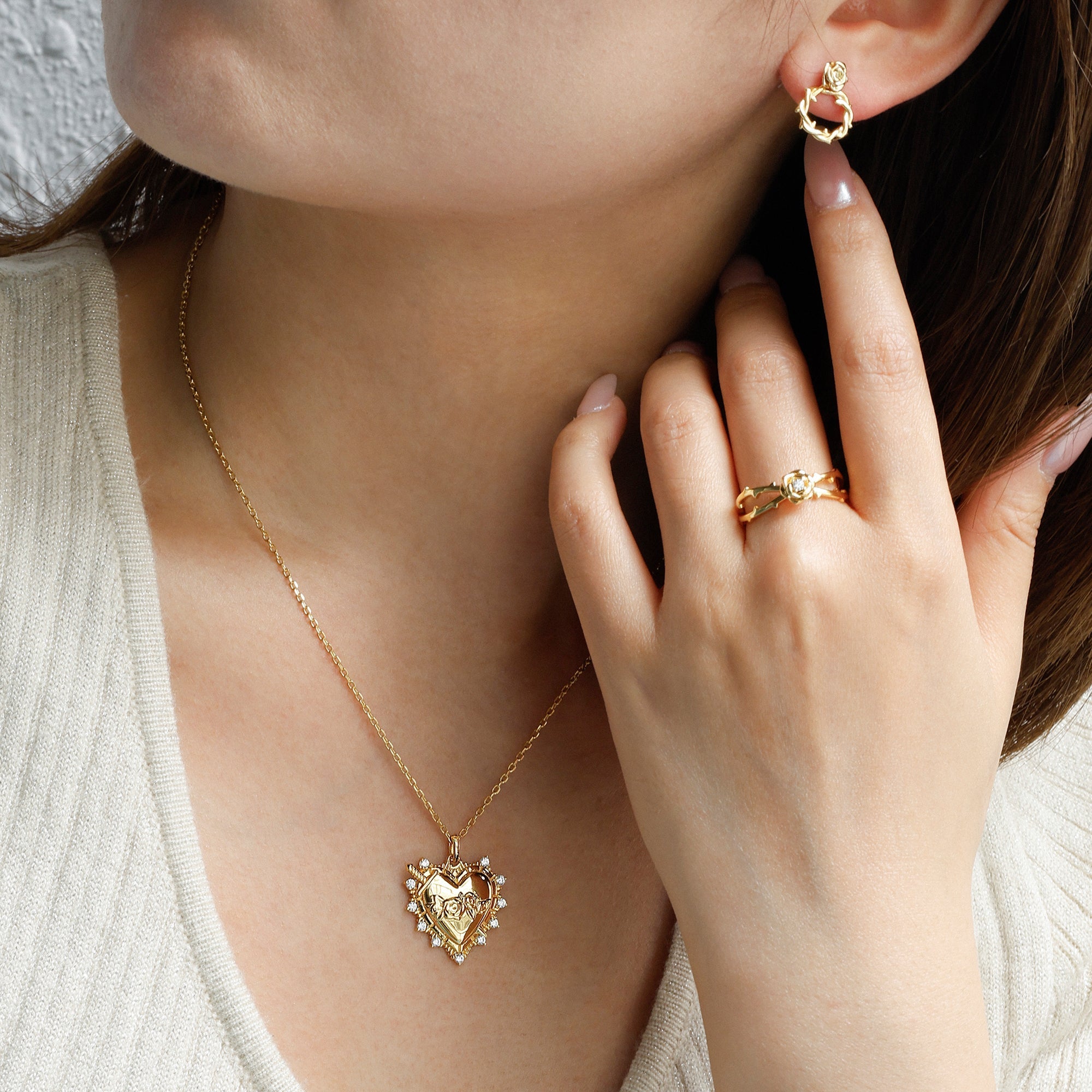 Sacred Heart Rose Necklace