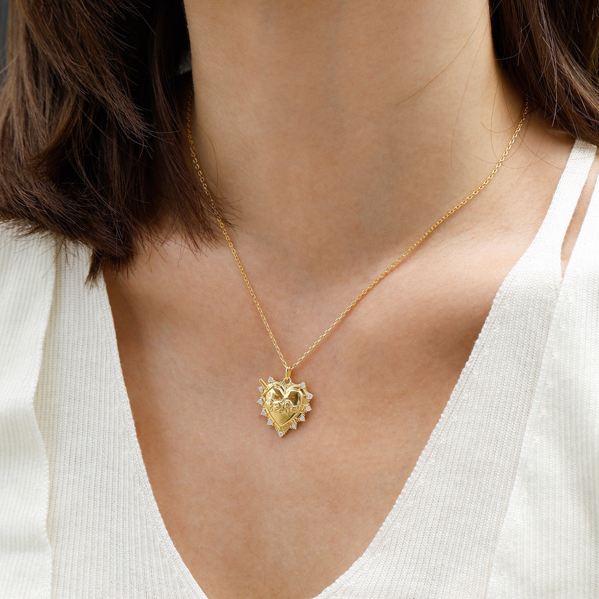 Sacred Heart Rose Necklace