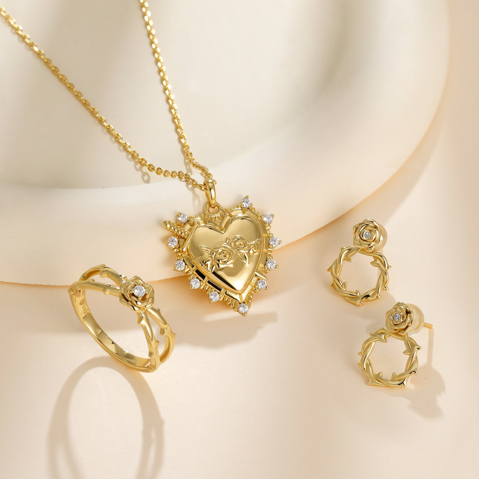Sacred Heart Rose Necklace
