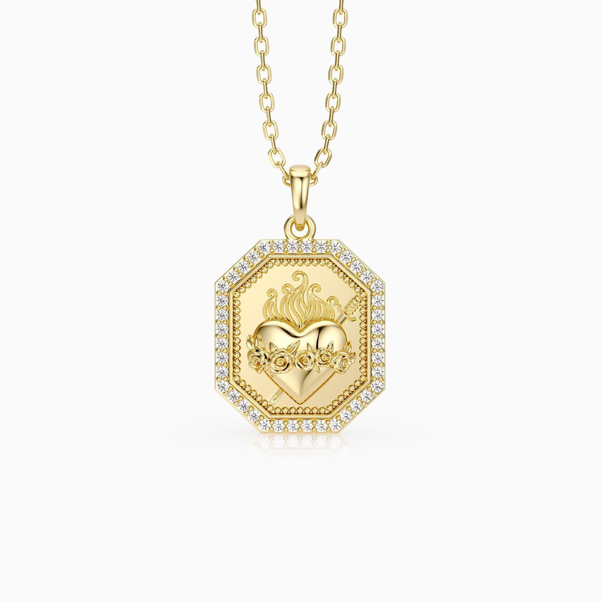 Sacred Rose Heart Medallion Necklace