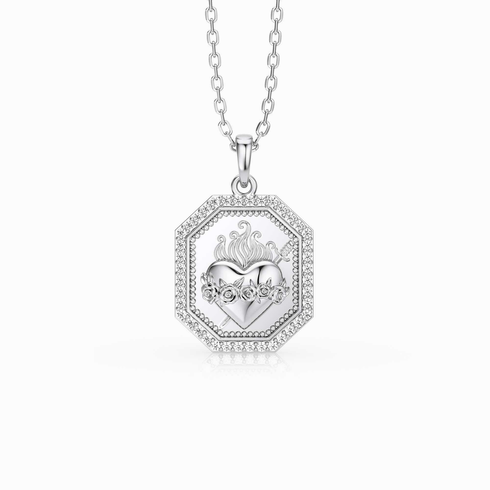 Sacred Rose Heart Medallion Necklace