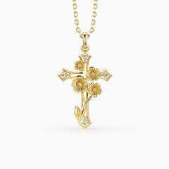 Forget-Me-Not Floral Cross Necklace