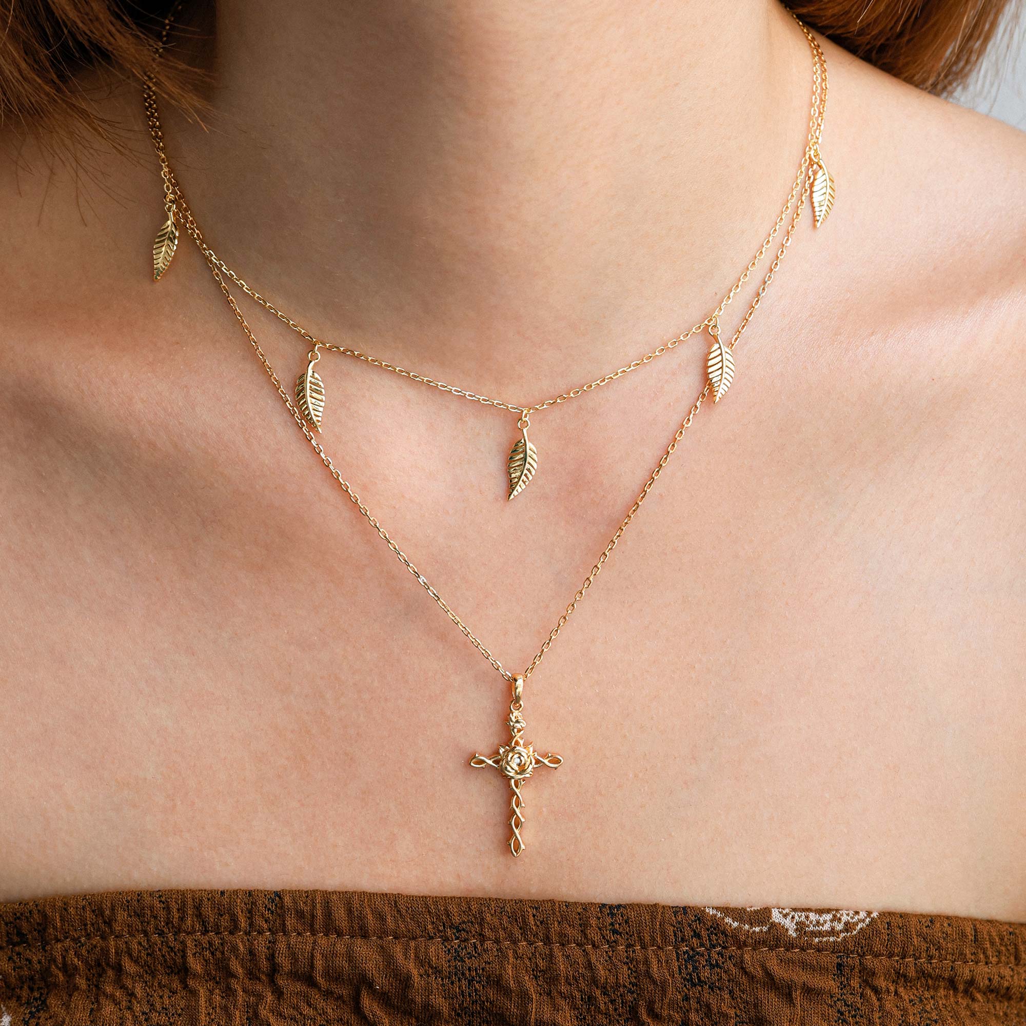 Palm Leaf Station Necklace