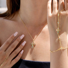 Radiant Seven Gifts Prism Cross Pendant Necklace