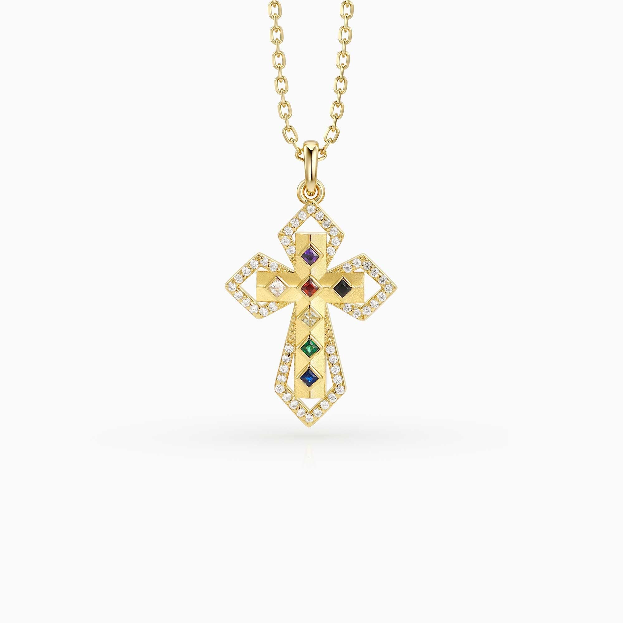 Radiant Seven Gifts Prism Cross Pendant Necklace
