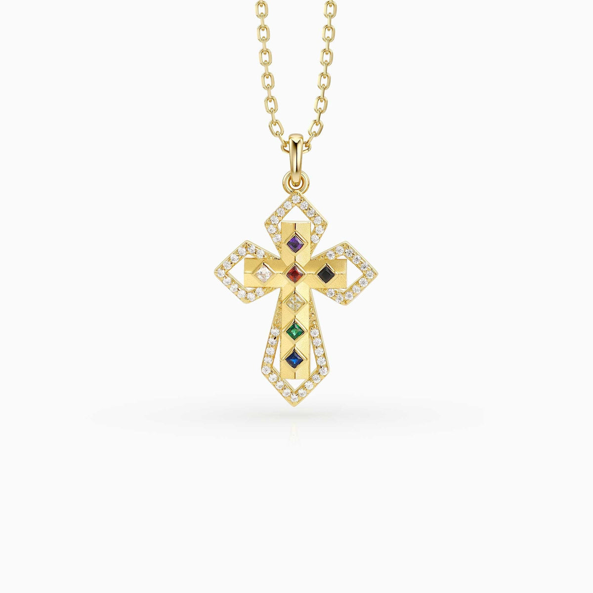 Radiant Seven Gifts Prism Cross Pendant Necklace
