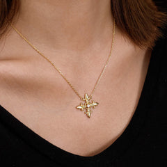 Divine Bloom Fleur-de-Lis Cross Necklace