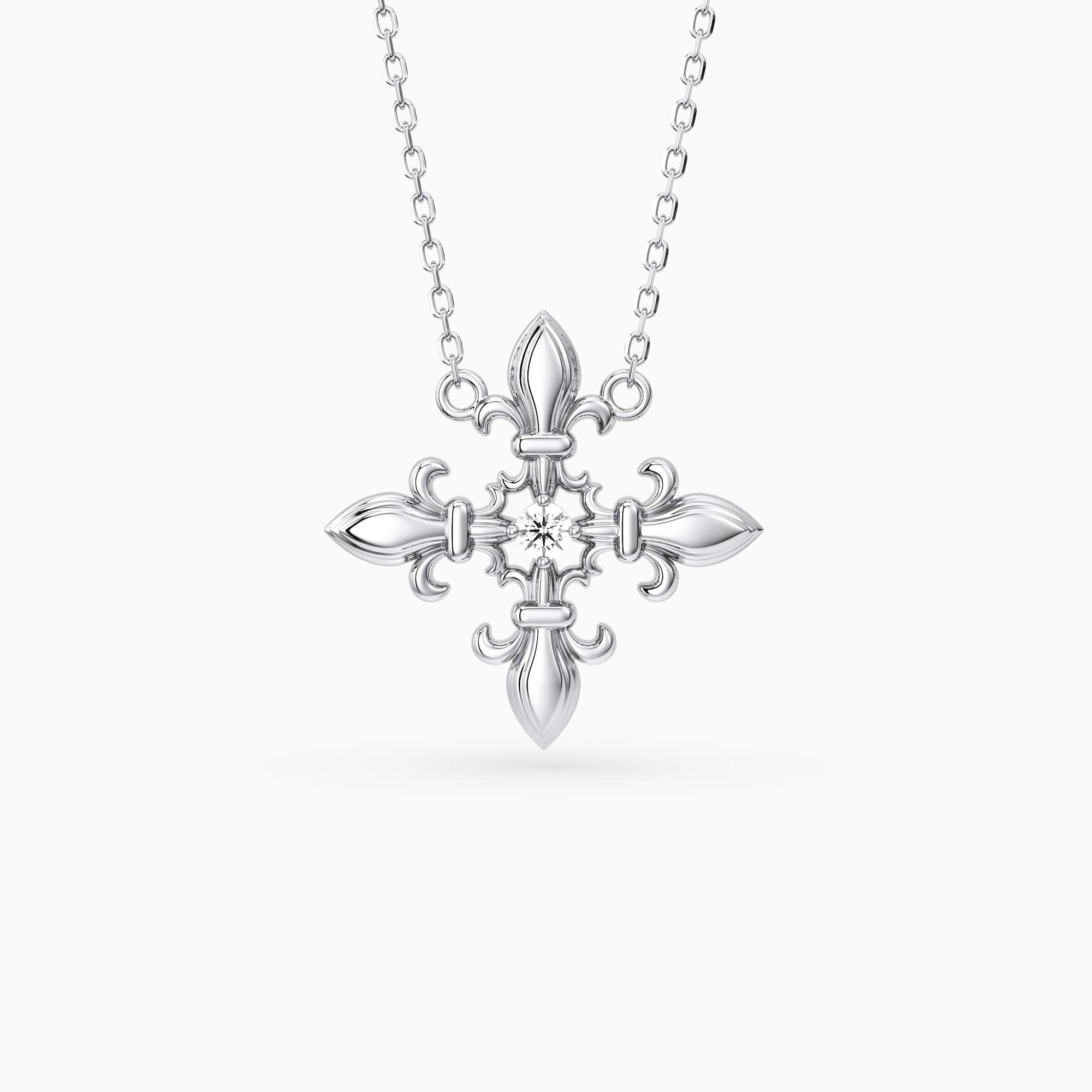 Divine Bloom Fleur-de-Lis Cross Necklace