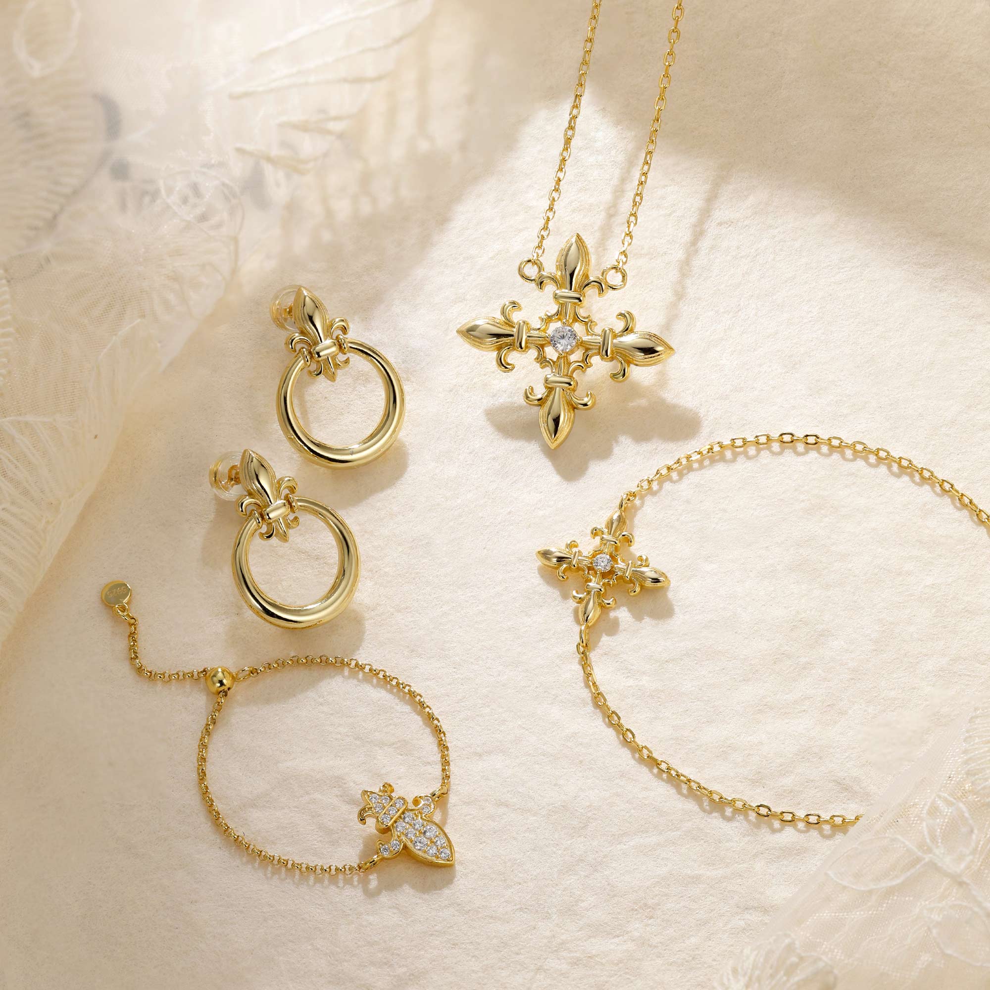 Divine Bloom Fleur-de-Lis Cross Necklace