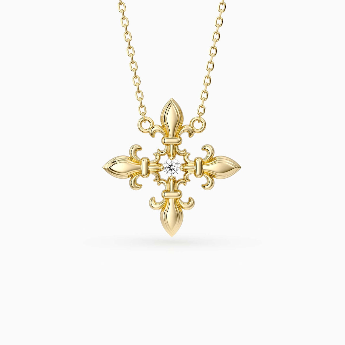Divine Bloom Fleur-de-Lis Cross Necklace