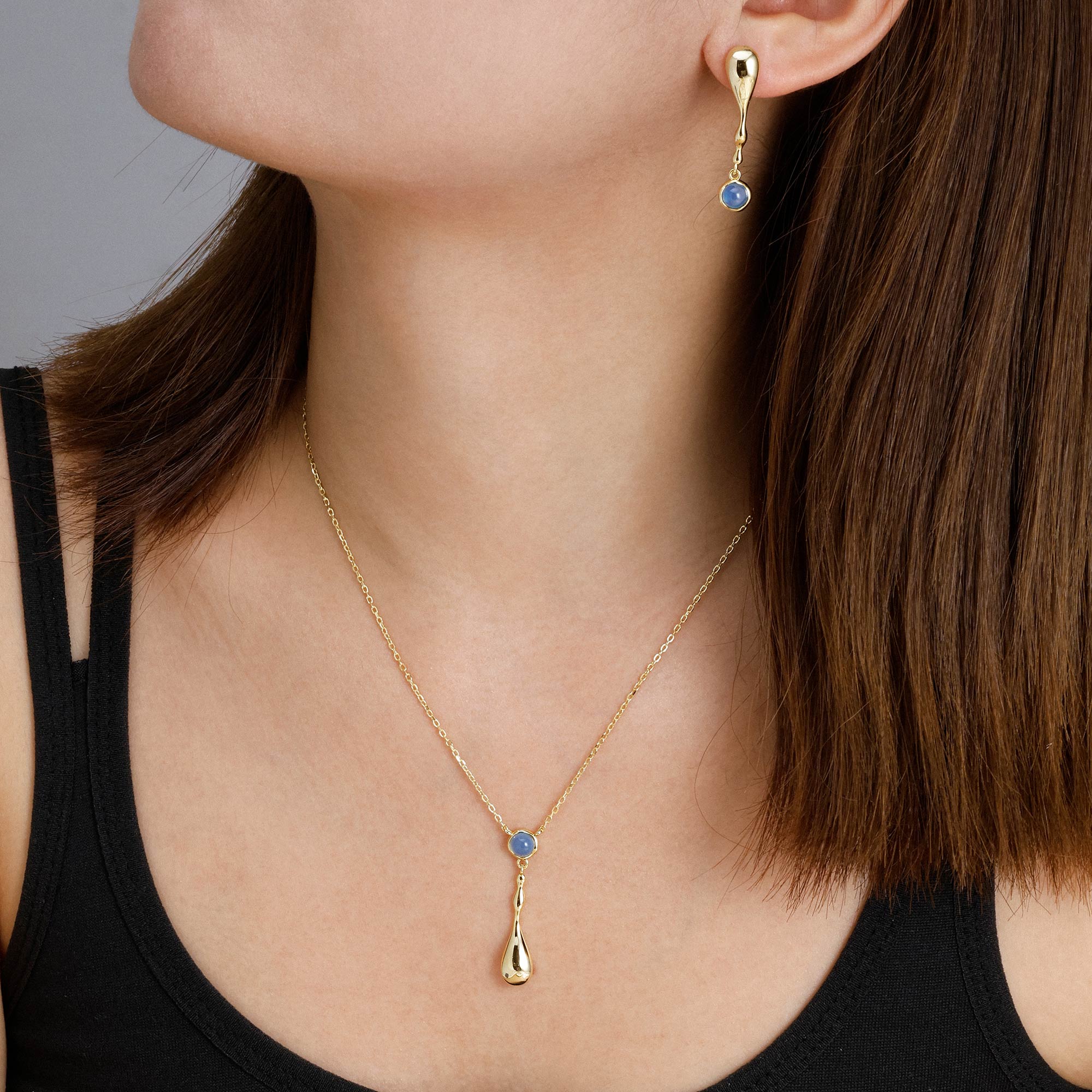 Seren Flow Gemstone Droplet Necklace