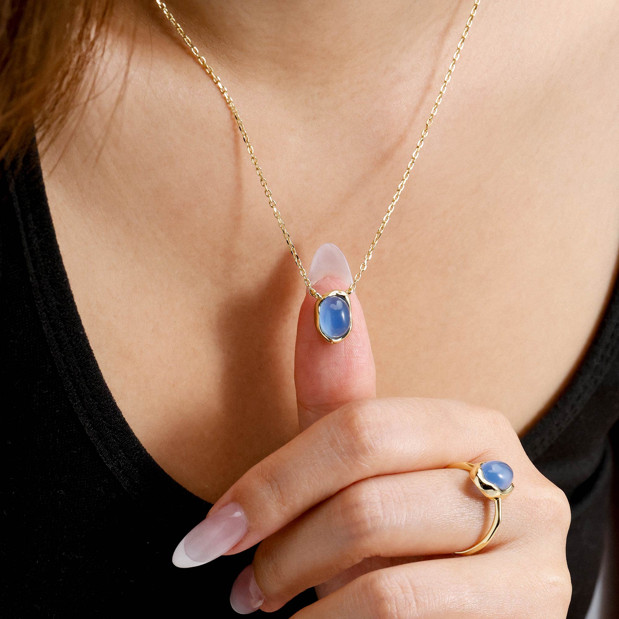 Seren Droplet Gemstone Necklace