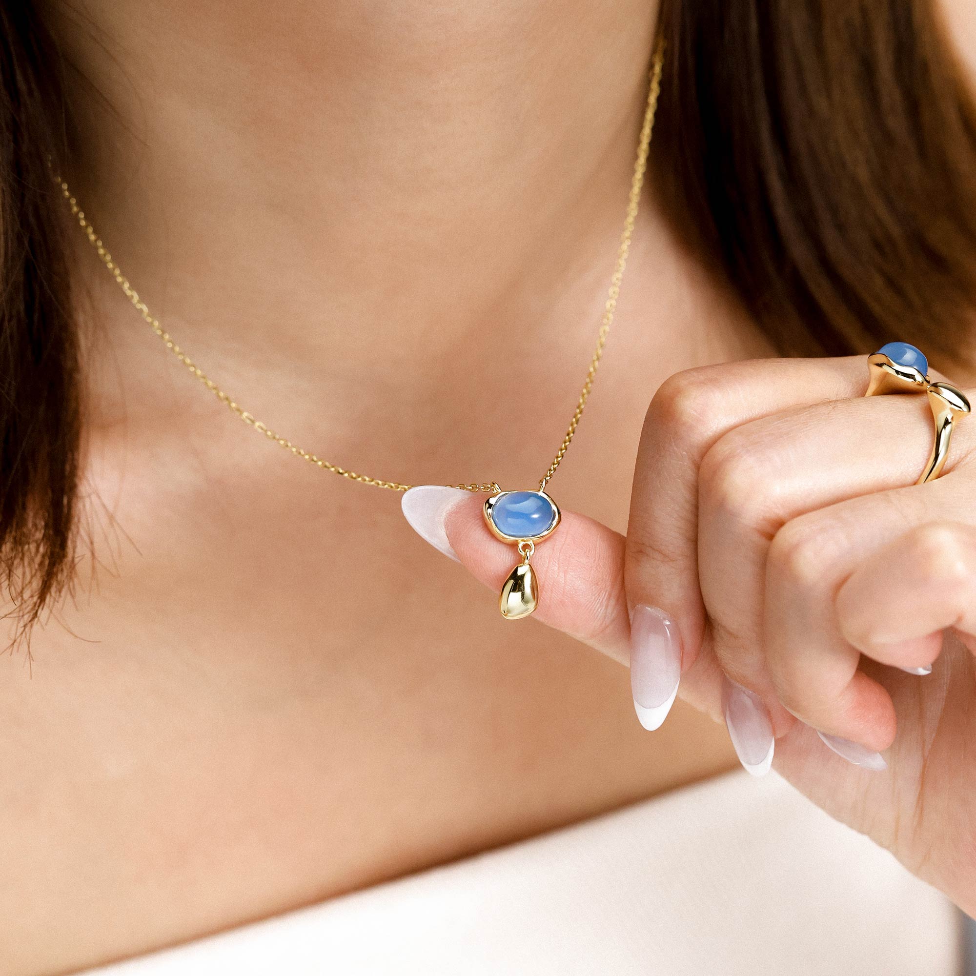 Seren Droplet Sculpted Gemstone Necklace