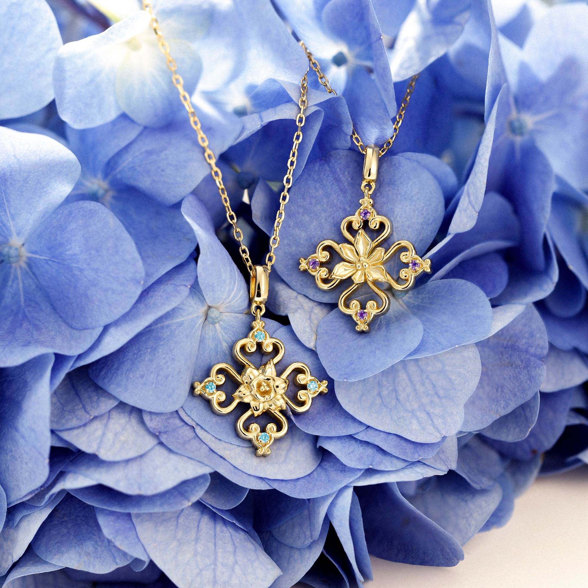 Sacred Bloom Heart Cross Birth Flower Necklace