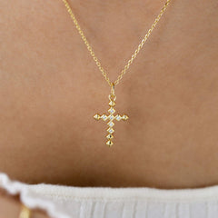Radiant Strength Studded Cross Necklace