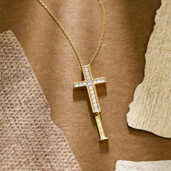 Anastasia Personalized Hidden Message Pavé Cross Necklace