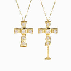 Anastasia Personalized Hidden Message Mother of Pearl Cross Necklace