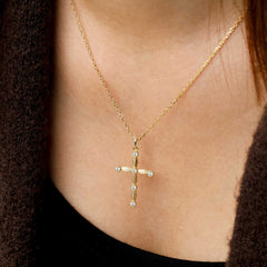 Lyra Bloom Cross Pendant Necklace