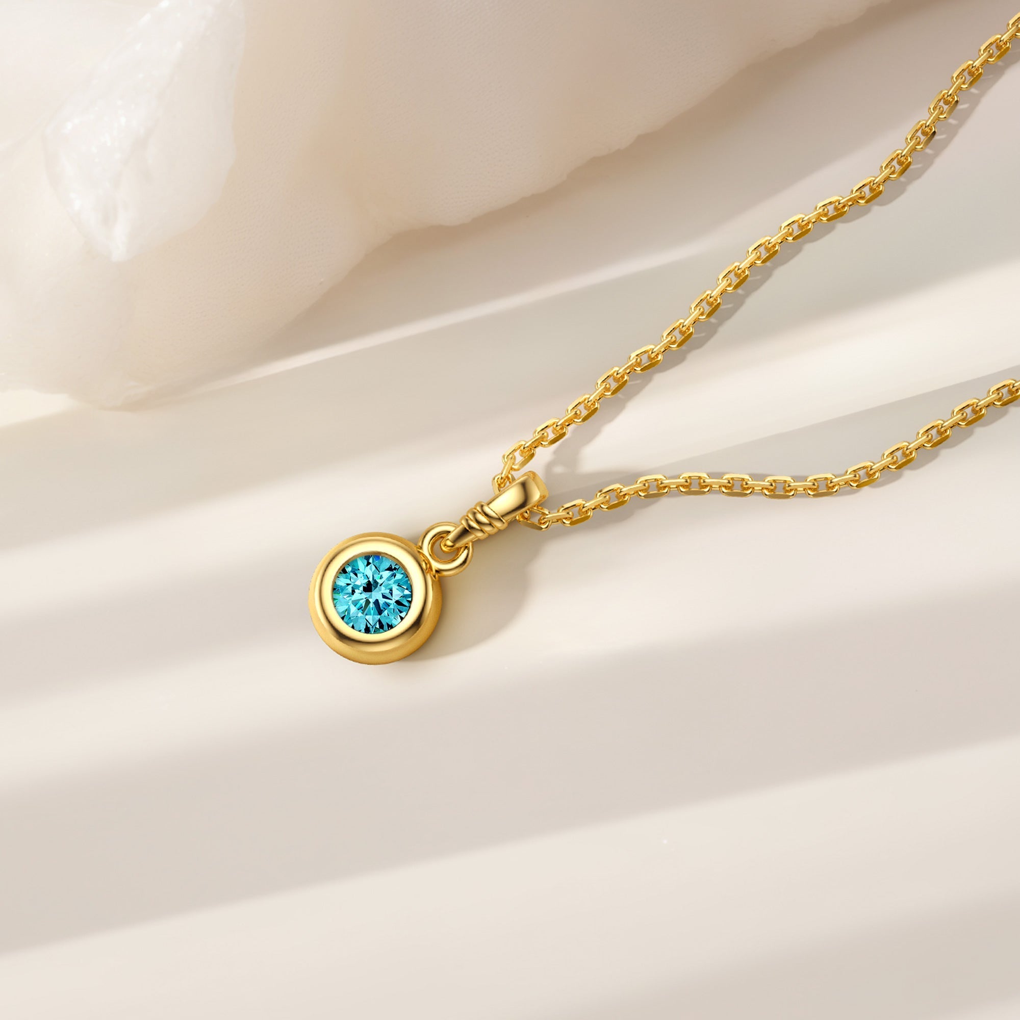Bubble Knot March Birthstone Charm Pendant