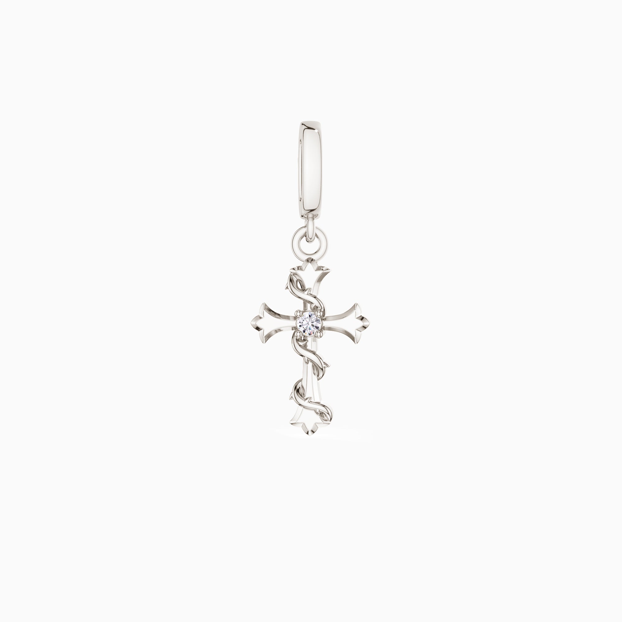 Fleur-de-Lis Thorn Cross Charm Pendant