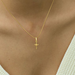 Rose Thorns Cross Charm Pendant