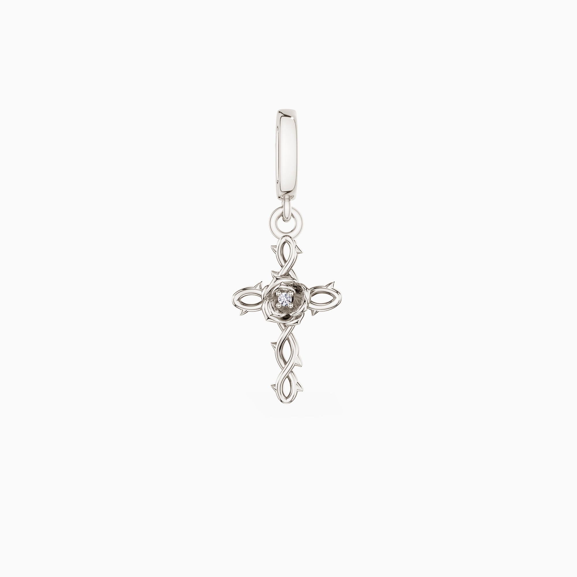 Rose Thorns Cross Charm Pendant