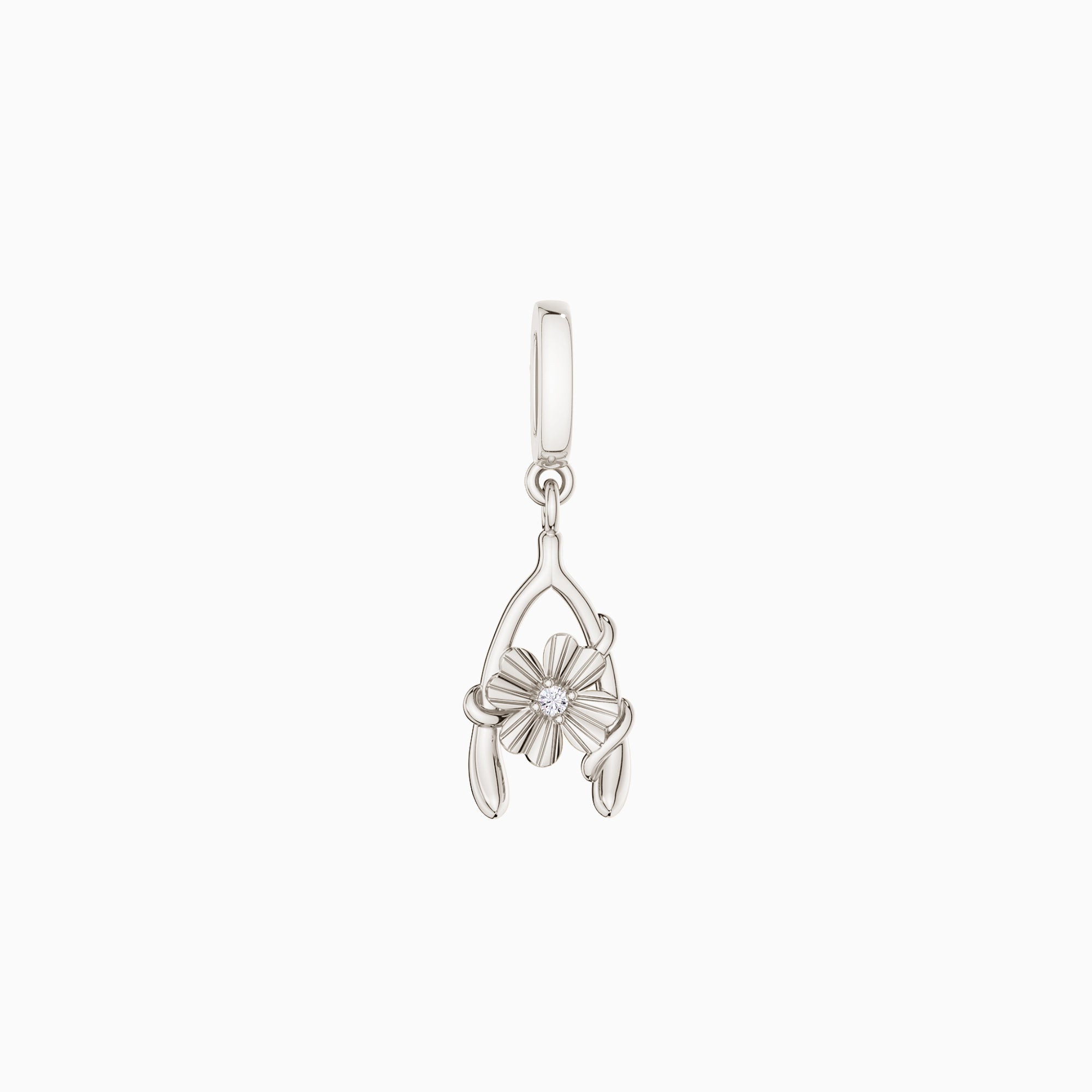 Wishbone Clover Charm Pendant