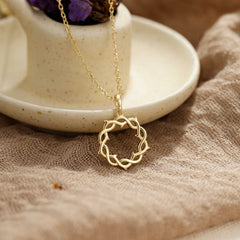 14K Solid Gold Crown of Thorns Pendant