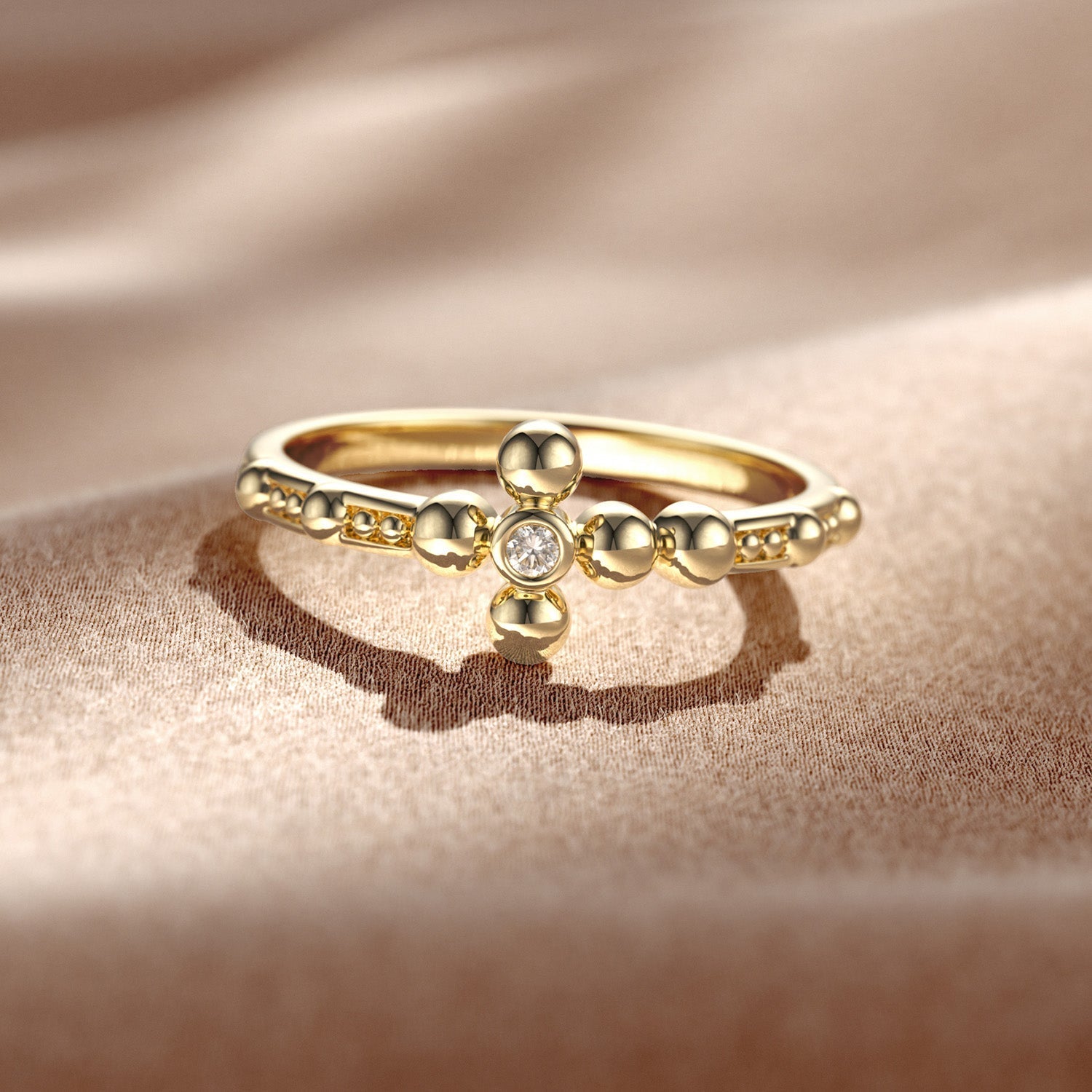 Gold Minimalist Cross Ring