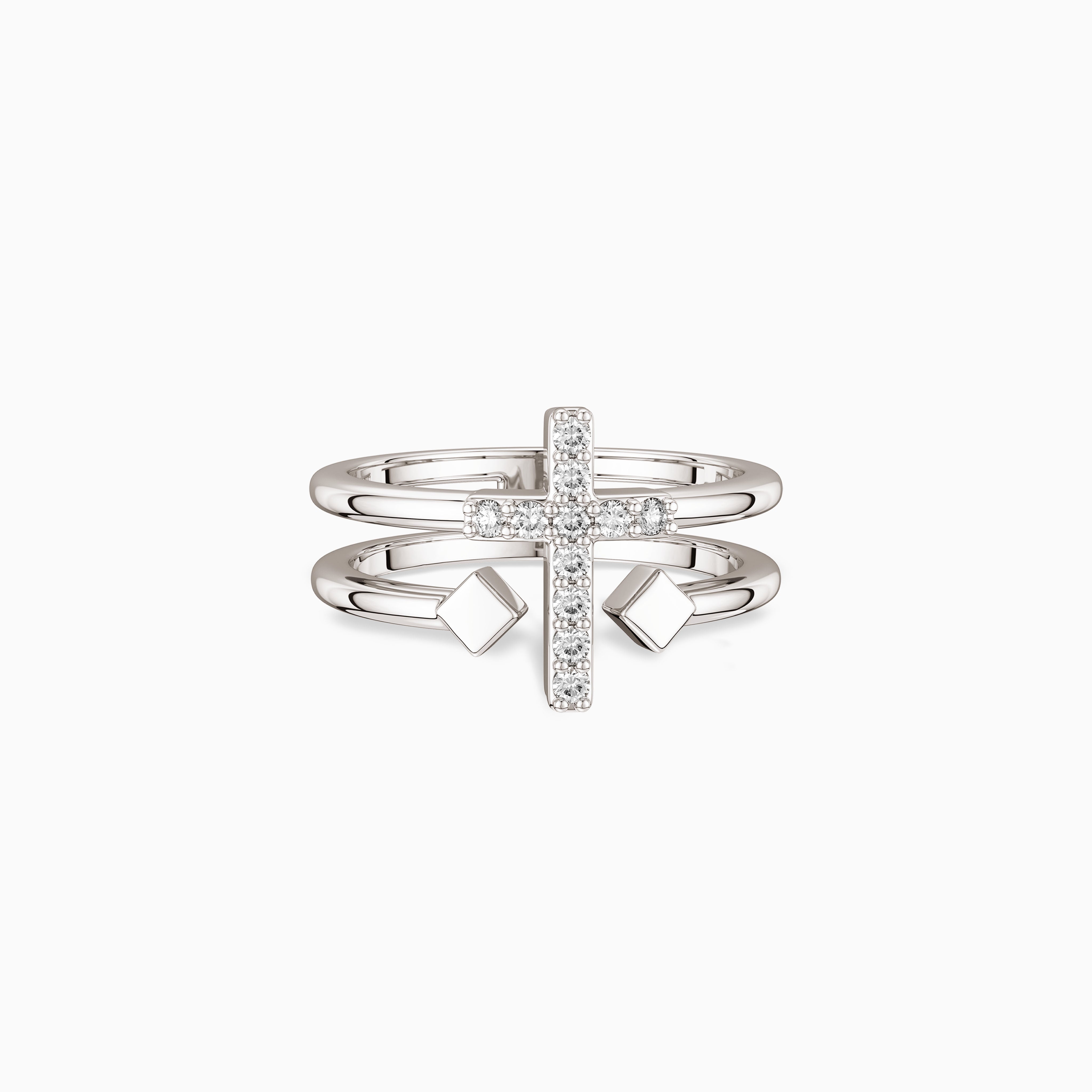 Double Zircon Cross Ring