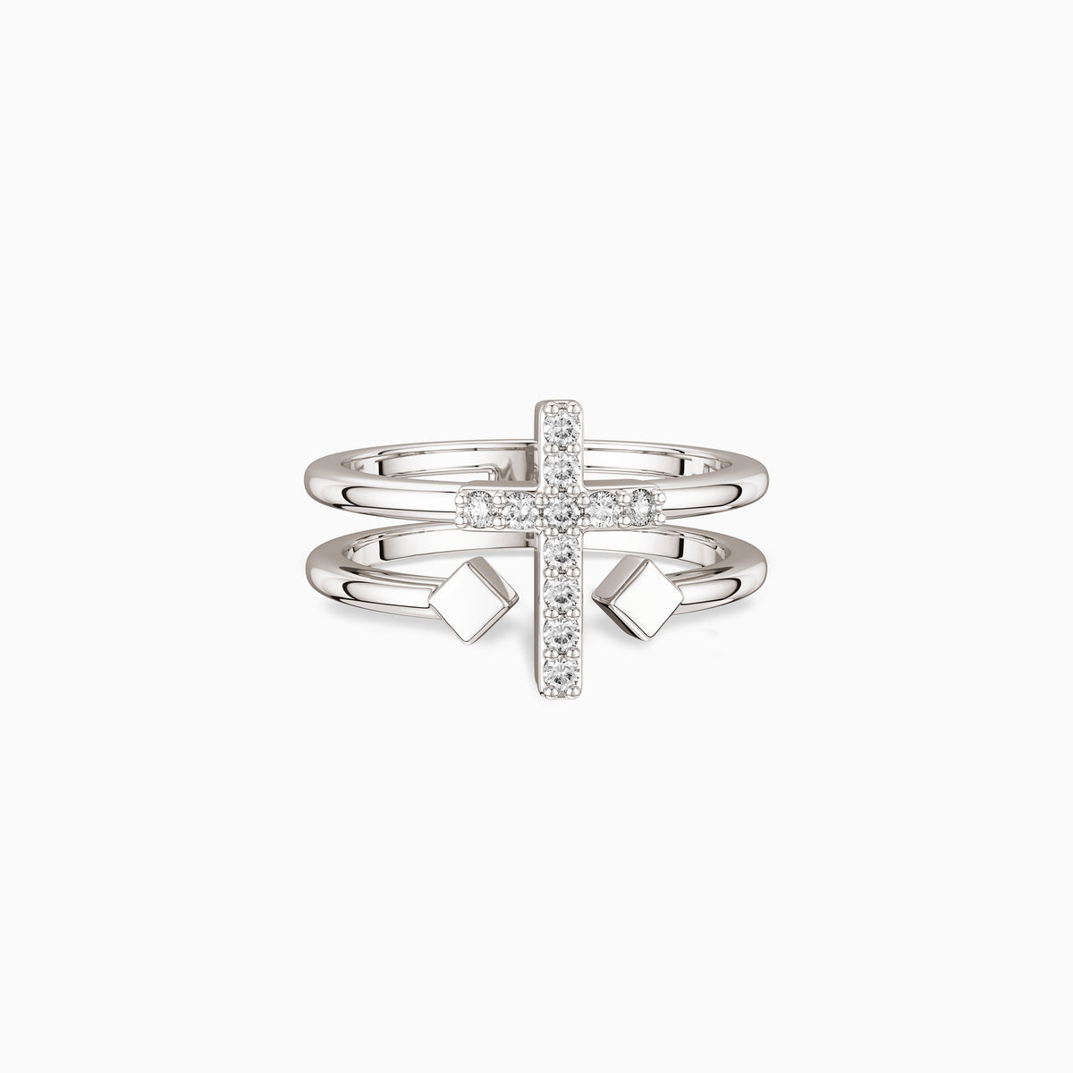 Double Zircon Cross Ring