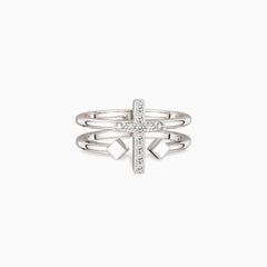 Double Zircon Cross Ring