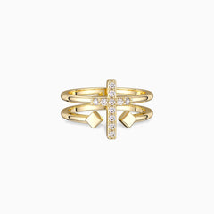 Double Zircon Cross Ring
