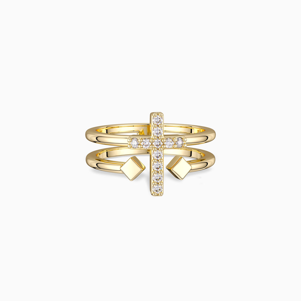 Double Zircon Cross Ring