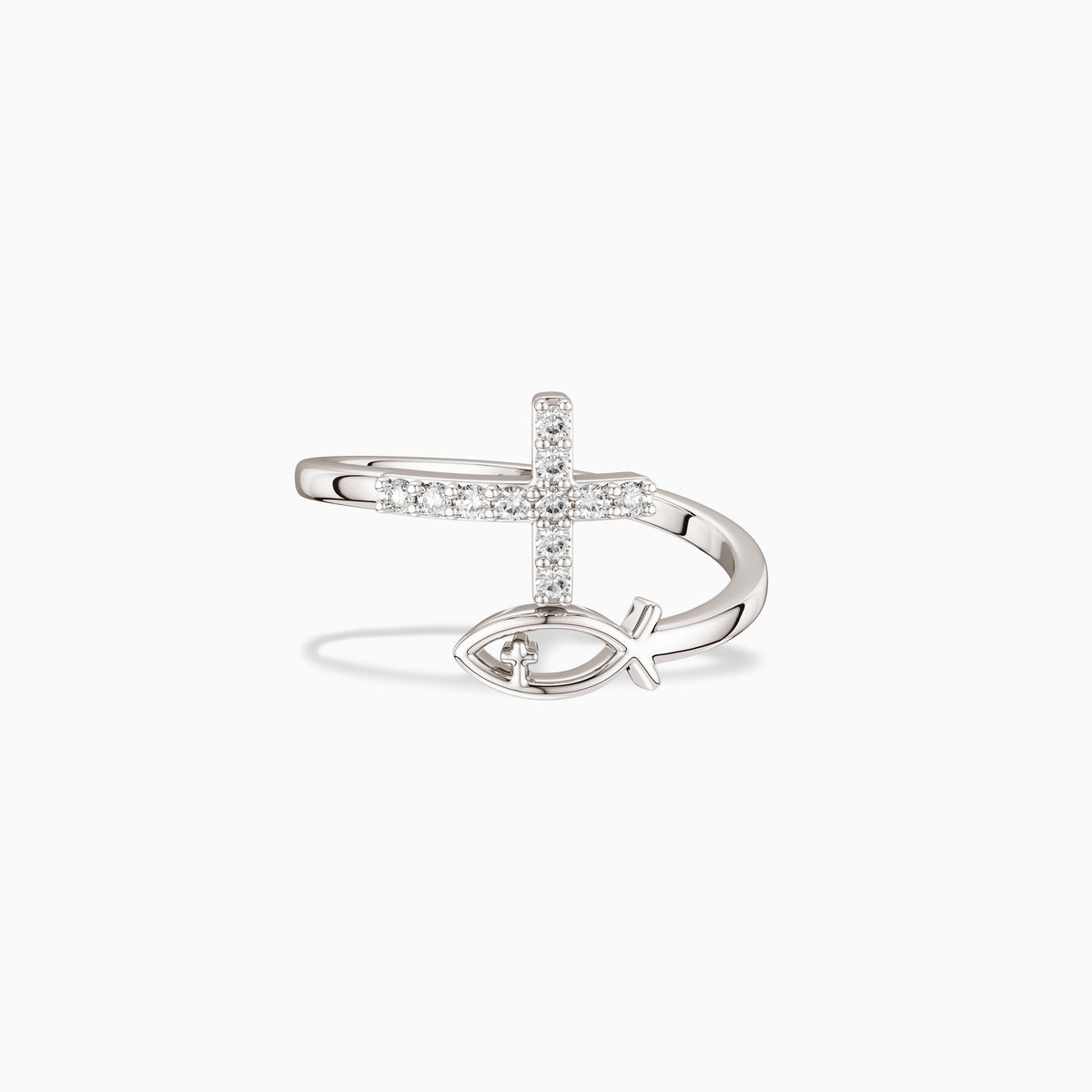 God Jesus Fish And Cross Ring