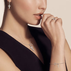 Double Hollow Cross And Infinity Ring