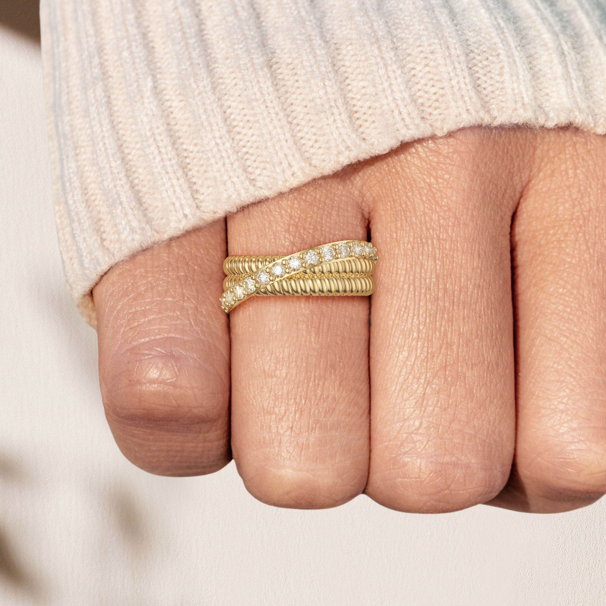 Sterling Silver Double Band Knot Ring