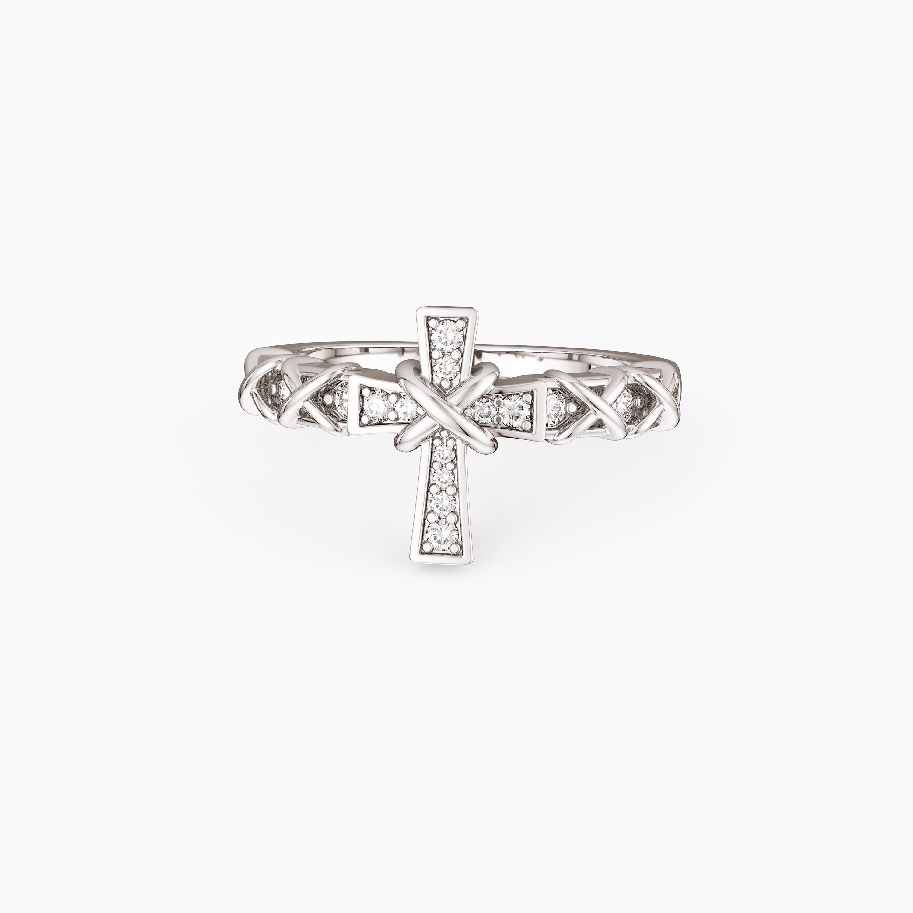 Pavé X Cross Ring