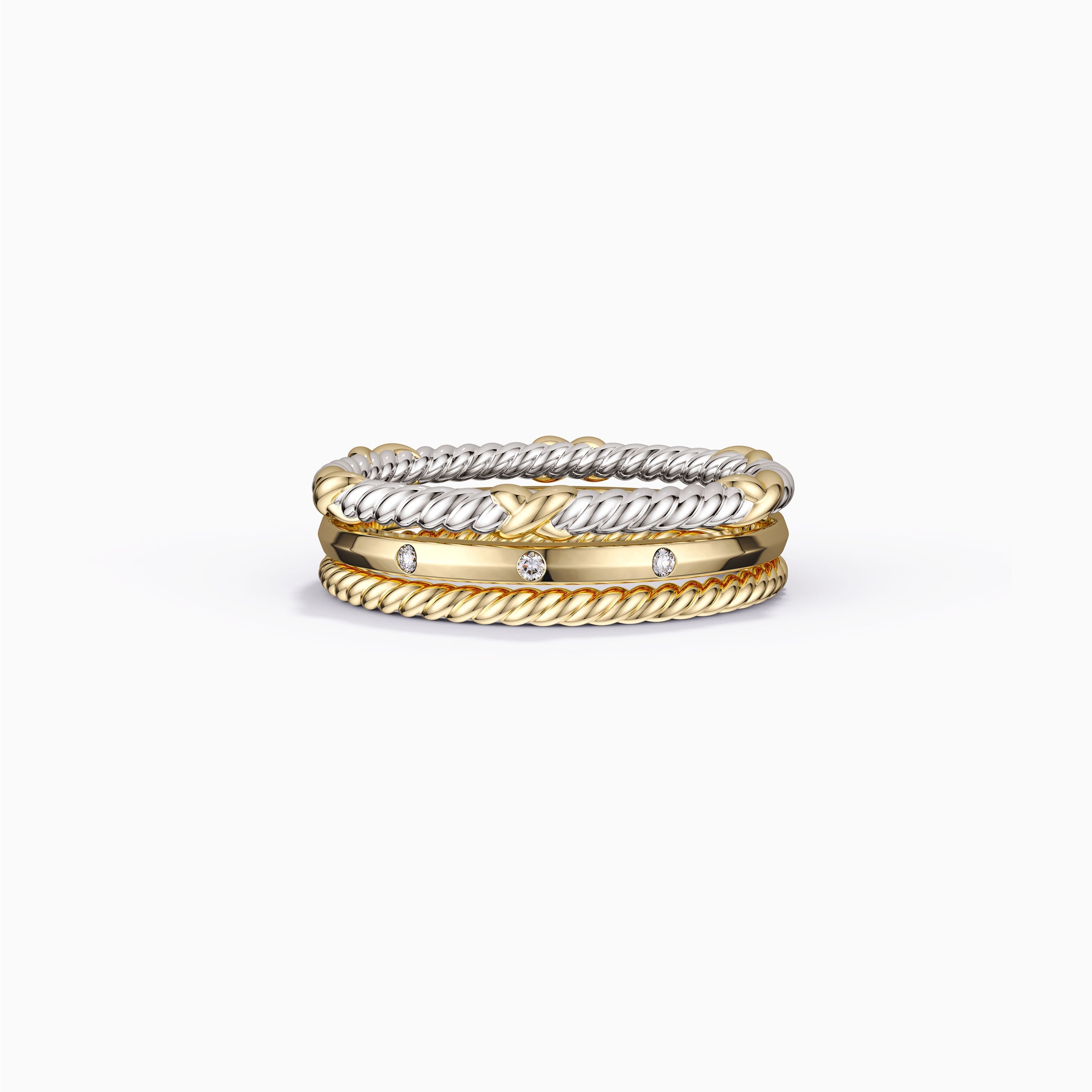 Three-Loop Stackable Knot Ring Set