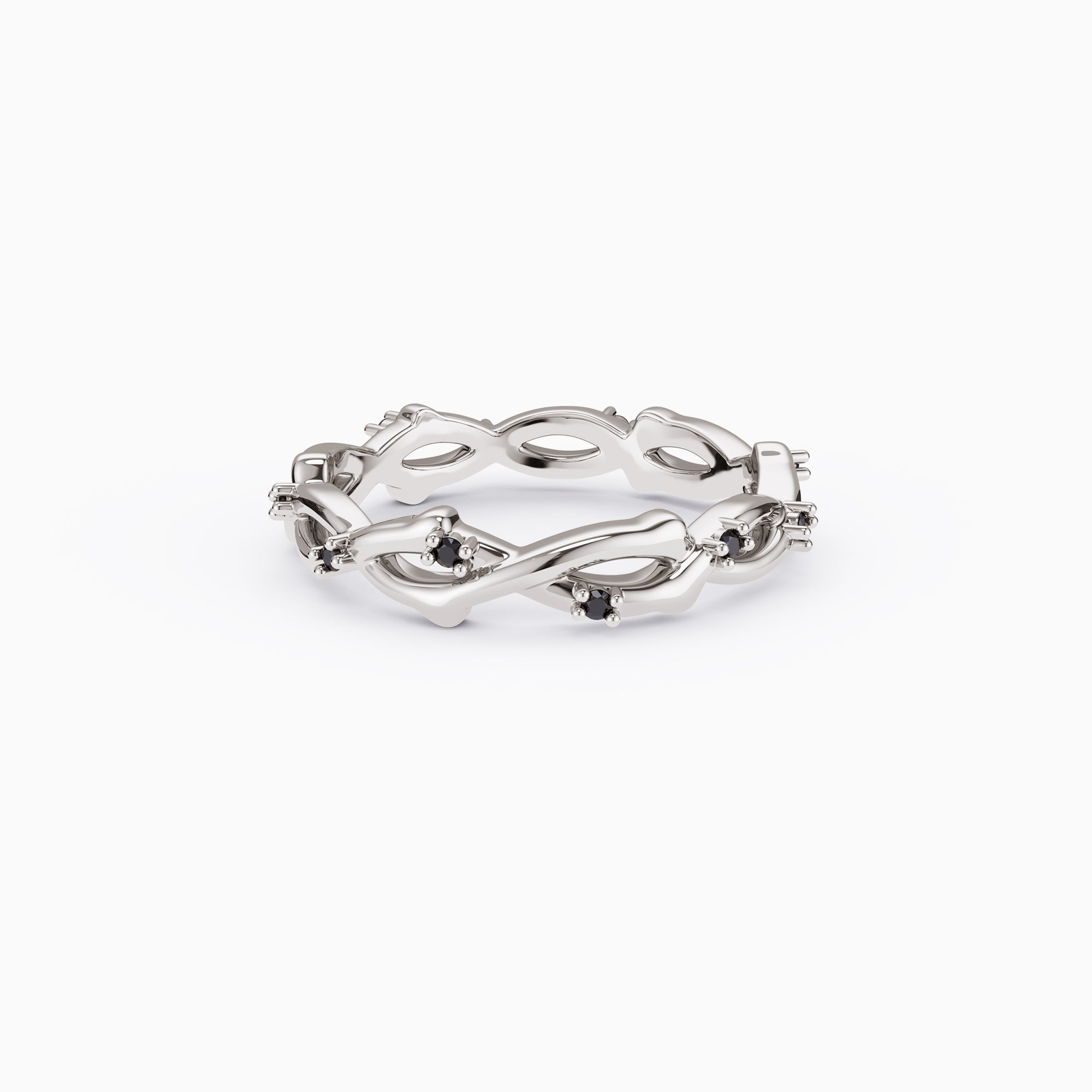 Chic Black Zircon Crown of Thorn Ring