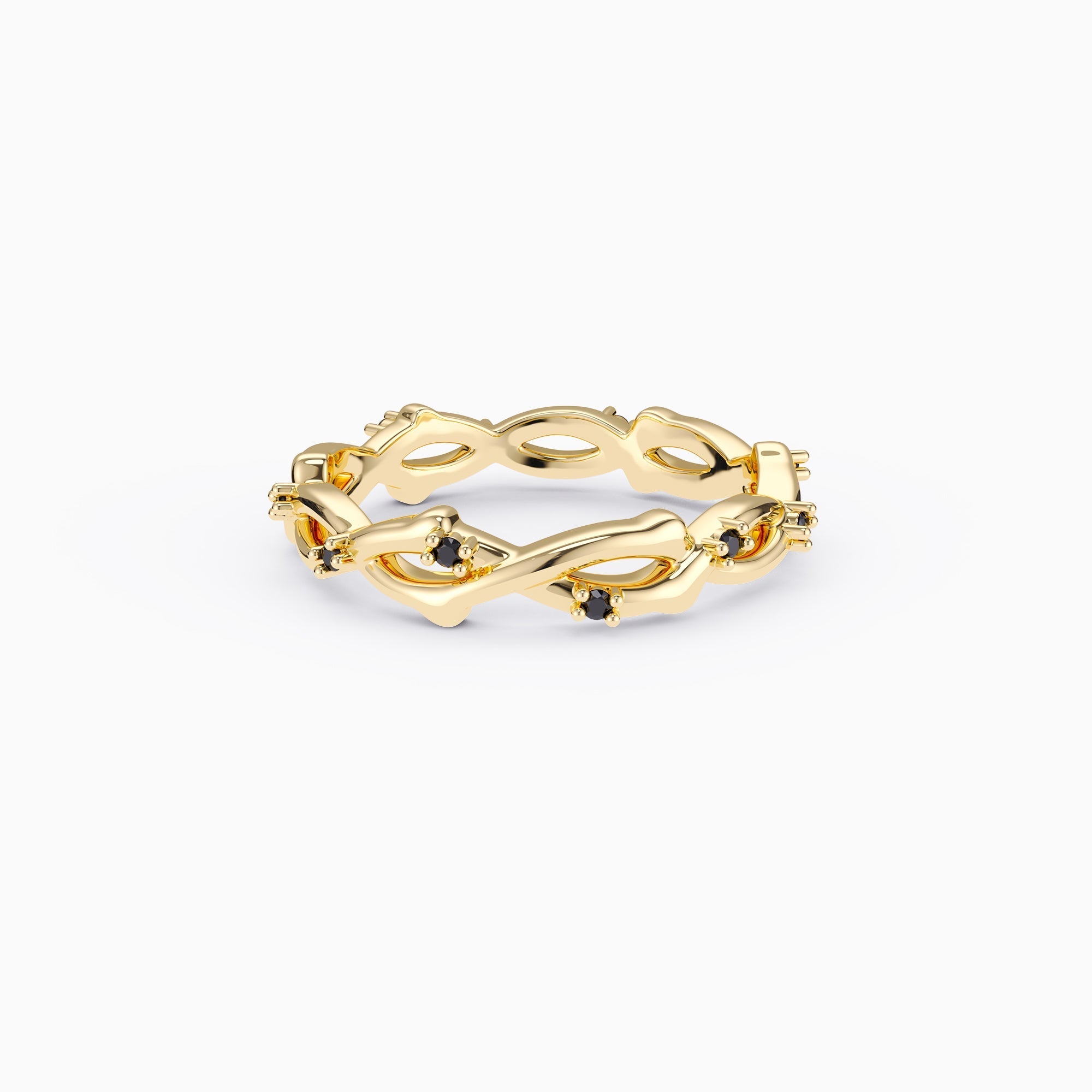 Chic Black Zircon Crown of Thorn Ring